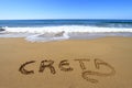 Creta written on the beach Royalty Free Stock Photo