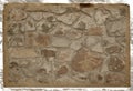 Illustrated vintage parchment with masonry stones. Colored.