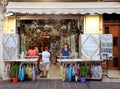 Cretan gift shop on tourist shopping street in the old town, Ret Royalty Free Stock Photo