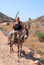 Cretan man and donkey Royalty Free Stock Photo