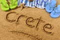 Crete beach writing