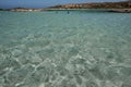 Coast of Crete island in Greece. Pink sand beach of famous Elafonisi