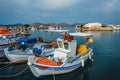 Ships and fishing boats in the harbor of Elounda, Crete, Greece Royalty Free Stock Photo