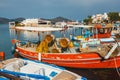 Ships and fishing boats in the harbor of Elounda, Crete, Greece Royalty Free Stock Photo