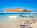 Crete, Greece: Balos lagoon paradisiacal view of beach and sea, Crete