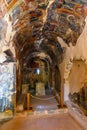 Interior of the three-aisled Byzantine Church Panagia Kera in the village Kritsa, Crete, Greece Royalty Free Stock Photo