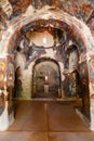 Interior of the three-aisled Byzantine Church Panagia Kera in the village Kritsa, Crete, Greece Royalty Free Stock Photo