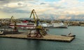 Crete, Greece - November 2, 2017: Panoramic view on the cargo port and the city of Heraklion