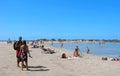 Crete, Greece, people, Elafonisi beach, Africans on vacation Royalty Free Stock Photo