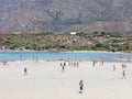 Crete, Greece, people, Elafonisi beach, panoramic view Royalty Free Stock Photo