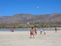 Crete, Greece, people, Elafonisi beach, volleyball beach Royalty Free Stock Photo