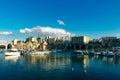 Crete Heraklion Greece port harbor boats panoramic view twilight blue hour travelling