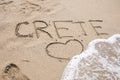 Crete inscription on the sand