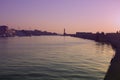 Crete landmark. Venetian Harbor and lighthouse of Chania Old Town. Crete island of Greece Royalty Free Stock Photo