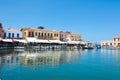 CRETE,RETHYMNO-JULY 23: The old venetian harbour with the various bars and restaurants in Rethymno city on July 23,2014 on the isl Royalty Free Stock Photo