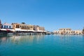 CRETE,RETHYMNO-JULY 23: View of the old harbour on July 23,2014 in Rethymno, Crete island, Greece. Royalty Free Stock Photo