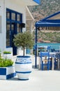 Crete terrace by the sea. Greece. Royalty Free Stock Photo