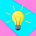 Cretive idea. Bisiness solution concept. Burning light bulb with surreal color background. Vector illustration