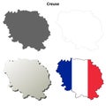 Creuse, Limousin outline map set Royalty Free Stock Photo