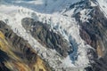 High altitude mountain glacier cravasses and ice walls