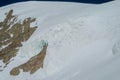 High altitude mountain glacier cravasses and ice walls