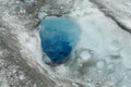Crevasse filled with water on Perito Moreno Glacier Royalty Free Stock Photo