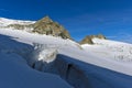 Crevasse on the glacier Plateau du Trient Royalty Free Stock Photo