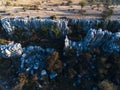 Ariel view of Crevasses and rocks