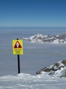 Crevasses, danger sign on the Titlis