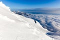 Crevasses mountains peaks clouds Huayna Potosi, Bolivia tourism