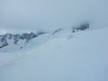 Crevasses and seracs on a glacier