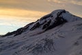 Crevasses and a sunrise in a Mount Baker scene