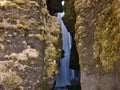 Crevice of the Gljufrabui waterfall in Iceland Royalty Free Stock Photo