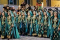 Crevillent Alicante Spain 7 10 2023:Moors and Christians festivals in Crevillente.Moorish troupe of women. Popular festival in the