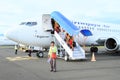 Crew entering airplane Sriwijaya Air Royalty Free Stock Photo