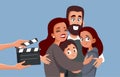 Crew Filming a Family Show Vector Cartoon Illustration