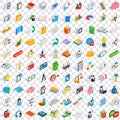 100 crew icons set, isometric 3d style