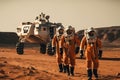 crew of interplanetary spacecraft, preparing for landing on red planet