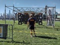 Crew Member Overseeing An Obstacle Course Race, Hoboken, NJ, USA