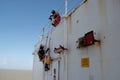 crew members of a cargo ship painting on the accomodation bulkhead Royalty Free Stock Photo