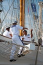 Crew on the Oman tall ship Shabab Royalty Free Stock Photo