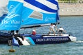Crew of The Wave, Muscat team adjusting sails at Extreme Sailing Series Singapore 2013