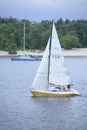 Crew yachtsmen of a sailing yacht conducting a flanking manoeuvre