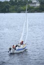 Crew yachtsmen of a sailing yacht conducting a flanking manoeuvre