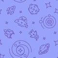 Crewed spaceflight abstract seamless pattern