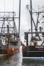 Crewmen securing scalloper Andrea A. on return to port