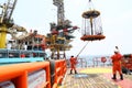 Crews boat moving the passenger and cargo from the platform to supply boat in oil and gas industry. Royalty Free Stock Photo