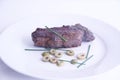Beef steak olive onion leaf isolated white background Sao Paulo Brazil Royalty Free Stock Photo
