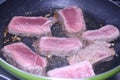 Filet Mignon cooking in the pan recipe food detail lunch Sao Paulo Brazil