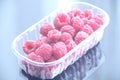Raspberry fruit box isolated white background vitamin Sao Paulo Brazil Royalty Free Stock Photo